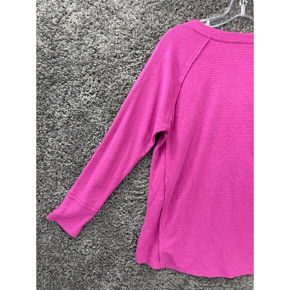 Wildfox Haley Brushed Short Sweater Womens Small Pink Solid V-Neck Raglan SLeeve - Picture 11 of 13